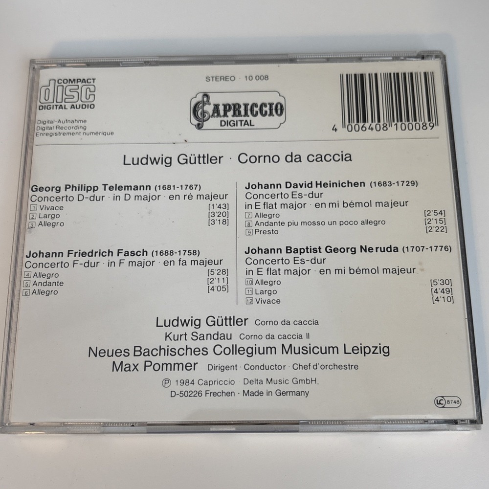 Ludwig Guttler Corno da caccia CD Capriccio 1985 Classical Telemann 10 008 - Picture 2 of 2